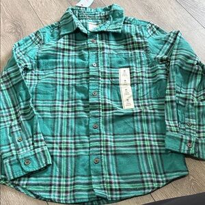 Cat & Jack Green Plaid Button-Down Shirt